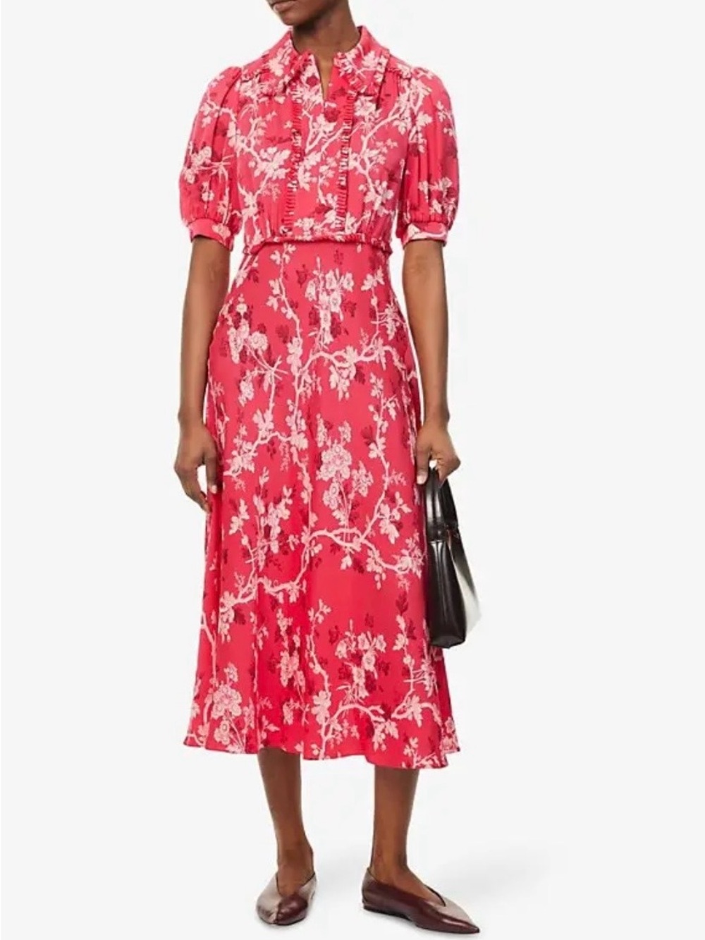 ME+EM Pointed-Collar  Floral Woven Midi Dress - Picture 6 of 15
